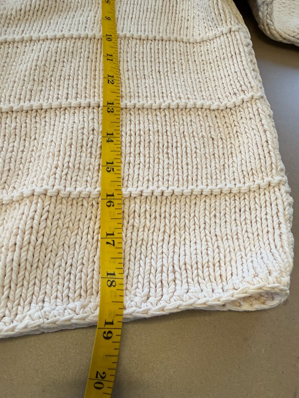 Pure Handknit Vintage Cotton Cardigan Cream Chunky Knit Wood Buttons Medium - Picture 4 of 7